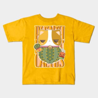 Golden Barrel Cactus Cat Kids T-Shirt